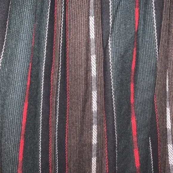 VINTAGE Plaid Wool Midi Skirt Pockets Preppy Classic Boho Vagabond Mixed Media